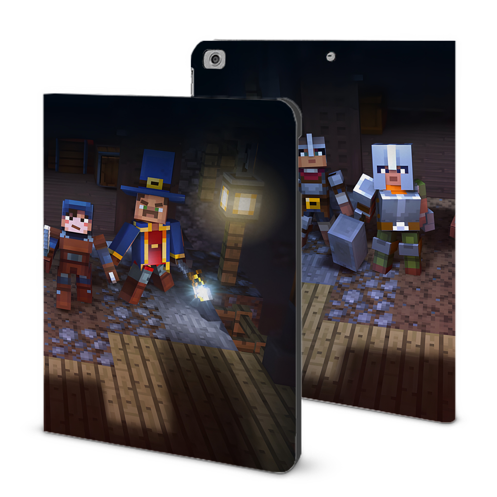 （画像用） マインクラフト ブロックの世界 Minecraft MC Block world IPad ケース ブック型 PUレザー TPU 耐衝撃 軽量 薄型 ペン収納なし 全面保護 IPad 各モデル対応